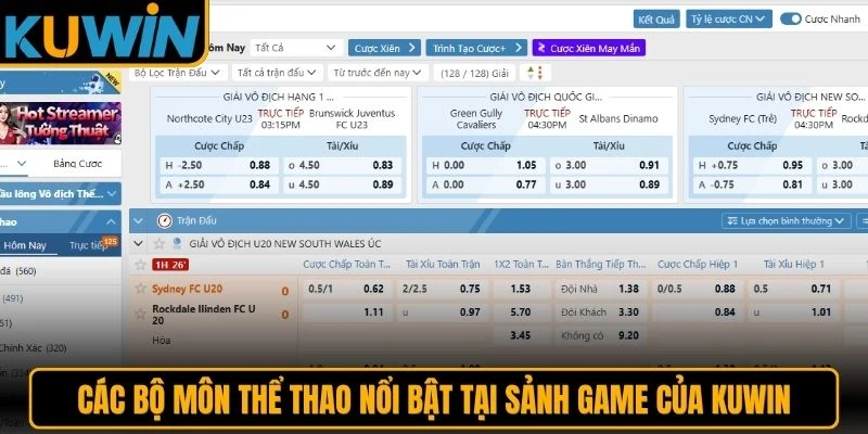 Các bộ môn thể thao nổi bật tại sảnh game của KUWIN